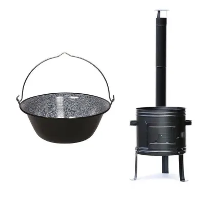 Soba de gatit cu ceaun emailat, kit complet, 10 - 30 L (Tip: Soba de gatit cu ceaun emailat, kit complet, 10 - 30 L (Capacitate Ceaun: 10L))