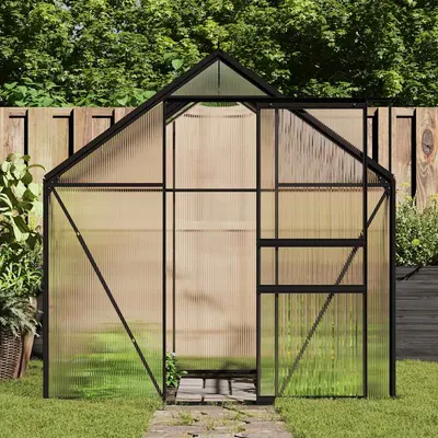 vidaXL Seră cu cadru de bază, antracit, 4,75 m², aluminiu
