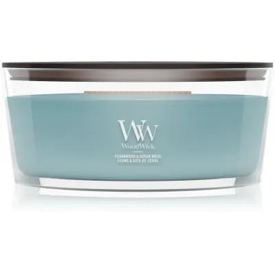 Woodwick Cedarwood & Ocean Moss lumânare parfumată cu fitil din lemn 453.6 g