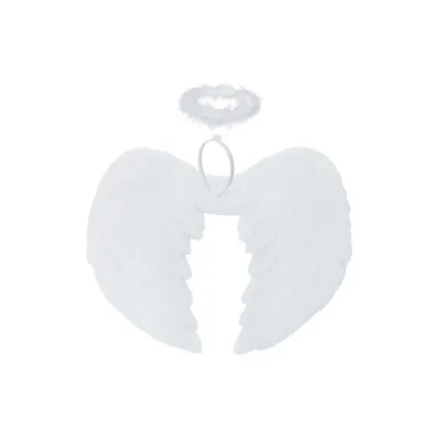 Aripi de inger, 42x33 cm, aureola pentru cap, pene albe