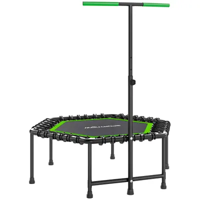 SPORTNOW Trambulină de Fitness 114x114x132 cm cu mâner reglabil în 3 nivele și cadru din oțel Verde și Negru | Aosom Romania