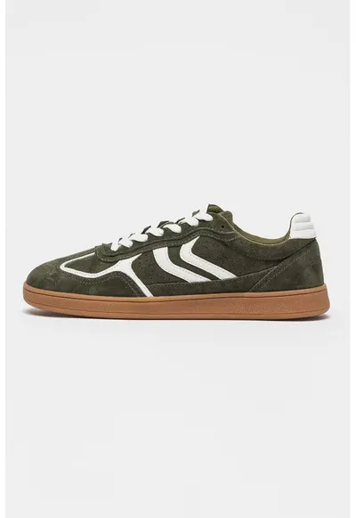 Pantofi sport low-cut din piele intoarsa Carson - Alb/Verde inchis