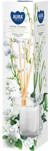 Odorizant cu bețișoare Bispol Aura - White Flowers, 45 ml
