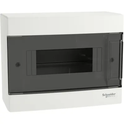 Tablou cu montaj aparent Easy9EU, 1x8 Module, usa fumurie, cu 2 blocuri terminale Schneider EZ9EUC108
