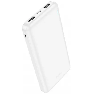 Baterie Externa HOCO J100, 10000mAh, 10W, 2 x USB-A, Alba