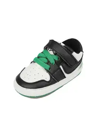 Pantofi Sport Model Smart - Piele ecologica - Baieti - Siret - Velcro - Alb/Verde/Negru