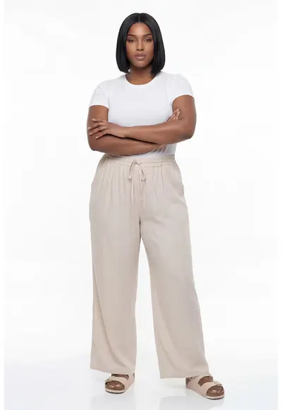 Pantaloni dama M1298 - Talie inalta - Bej - Bej