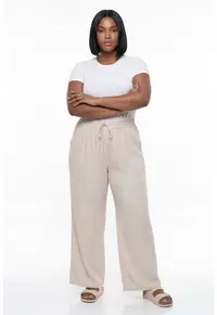 Pantaloni dama M1298 - Talie inalta - Bej - Bej