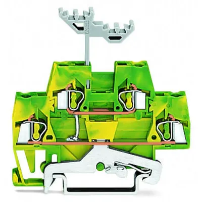 Double-deck terminal block; 4-conductor ground terminal block; internal commoning; for DIN-rail 35 x 15 and 35 x 7.5; 2.5 mm²; CAGE CLAMP®; 2,50 mm²; green-yellow