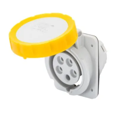 Priza industriala incastrata 10° HP - IP66/IP67 - 3P+N+E 16A 100-130V 50/60HZ - YELLOW - 4H - Strangere cu surub