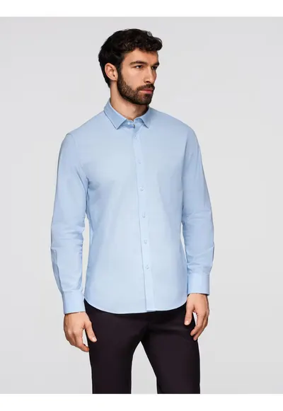 Camasa clasica din bumbac croiala regular fit K699 - Albastru deschis