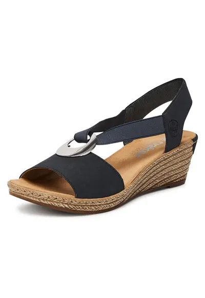 Sandale dama - piele ecologica - bleumarin - platforma