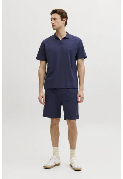 Tricou polo din amestec de bumbac - Bleumarin