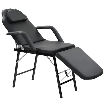 vidaXL Scaun tratament facial, înlocuitor piele, 185x78x76 cm, negru