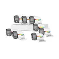 Sistem supraveghere exterior basic HikVision, 8 camere, 2 MP, lumina alba 20 m, 2.8 mm, microfon