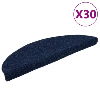 vidaXL Covorașe autoadezive pentru scări, 30 buc., 56x17x3 cm, semirotunde, bleumarin