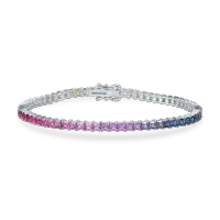 Bratara tennis din aur alb cu safire multicolore princess de 6.41ct
