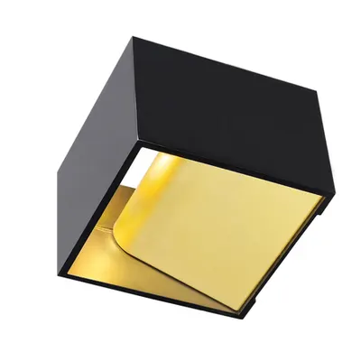 Corp iluminat de perete, aplica, lumini logs in perete, cu LED-uri negru, 3000K, patrat, negru / alama, incl. conducator auto cu LED-uri