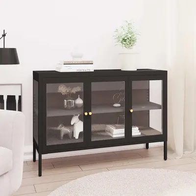 vidaXL Servantă, negru, 105x35x70 cm, oțel și sticlă