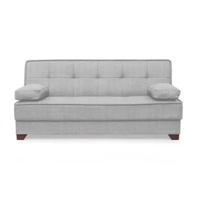 Canapea LEON II extensibila, 3 locuri, cu arcuri si lada depozitare, gri deschis, 190x82x88 cm