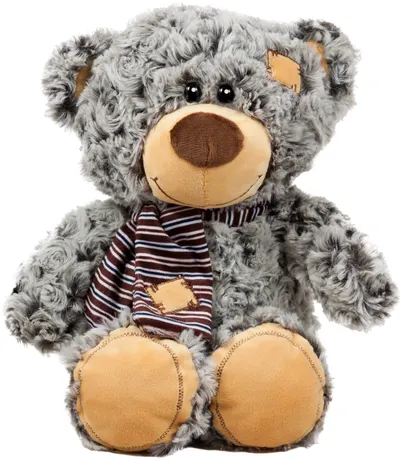 Jucărie de pluș Amek Toys - Ursuleț de pluș cu eșarfă, gri, 25 cm