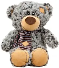 Jucărie de pluș Amek Toys - Ursuleț de pluș cu eșarfă, gri, 25 cm