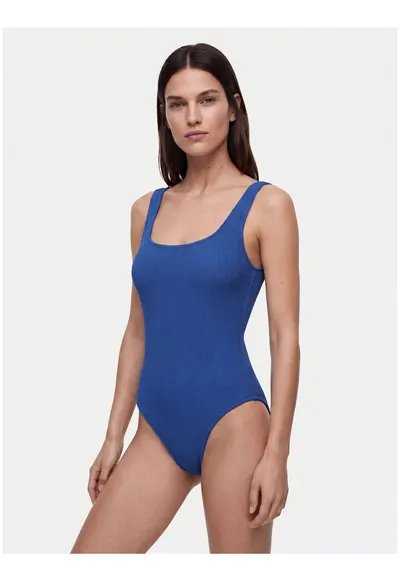Costum de baie dama - albastru - material reciclat