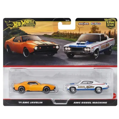 Set 2 masini metalice, Hot Wheels, 971 AMC Javelin si AMC Rebel Machine, JBL06