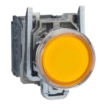 Buton iluminat Complet Incastrat portocaliu Ø 22, Revenire cu Arc, 1No+1Nc 250V