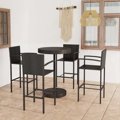 Gossi set mobilier bar de gradina, 5 piese, negru, poliratan