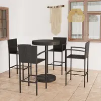 Gossi set mobilier bar de gradina, 5 piese, negru, poliratan