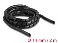 Organizator cabluri spiralat 2m x 14mm Negru, Delock 19022