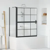vidaXL Ecran de baie pentru duș Negru și transparent 100 x 68 x 128 cm
