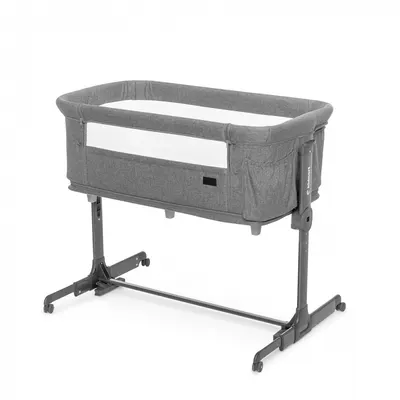 Patut multifunctonal tip co-sleeper si tarc de joaca pentru copii, cu leganare, intrare laterala, Kidnort Snackskal Grey, greutate articol 8.7 kg