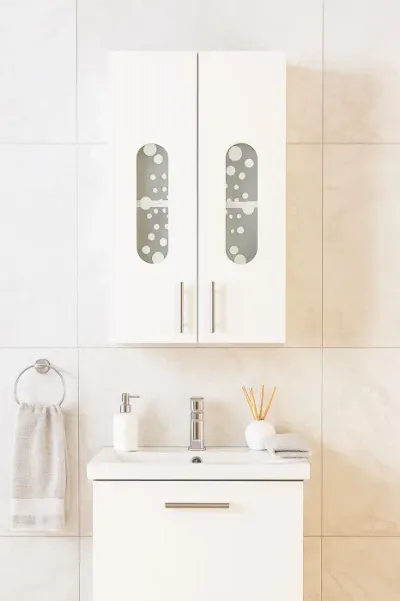 Dulap baie suspendat seria 177 LAGUNA, front MDF, 2 usi, alb, 30x21.5x68 cm