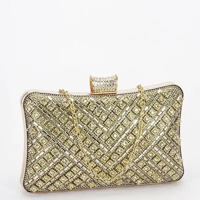 Geanta clutch aurie cu model 3d BYH-87900 06