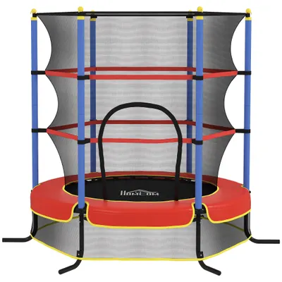 HOMCOM Trambolină pentru Copii 3-10 Ani cu Plasă de Siguranță, Suprafață Elastică cu Țevi Capitonate, Ø175x190 cm, Albastru | Aosom Romania