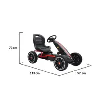 Kart cu pedale pentru copii Novokids Chrysler Kart Pro Negru, roti din cauciuc EVA, 5-8 ani, structura metalica, frana de mana, functie FreeWheel, mers cu spatele