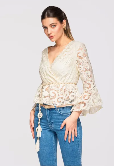 Bluza cu dantela OW-TS-E0021 - Bej