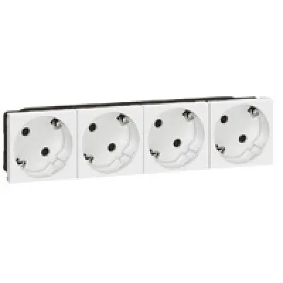 Priza shuko 4X2P+T cu orientare 45 grade Legrand Mosaic 077254,alb