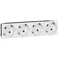 Priza shuko 4X2P+T cu orientare 45 grade Legrand Mosaic 077254,alb