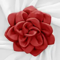 Brosa floare rosu inchis satinata cu diametru de 25 cm, cu clips pentru par