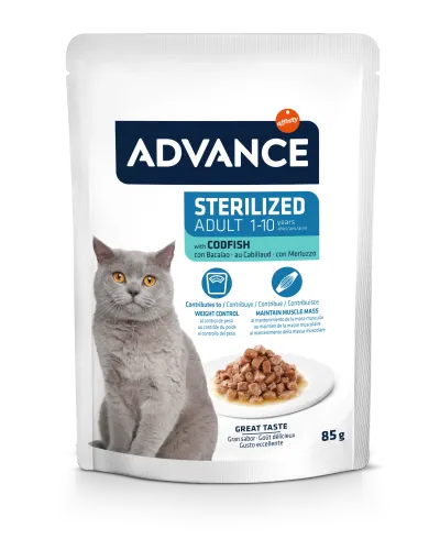 Hrana umeda pentru pisici Advance, Sterilized, Cod 85g