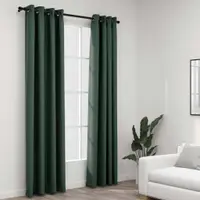 Gossi draperii opace, aspect in, cu ocheti, 2 buc., verde, 140x245 cm