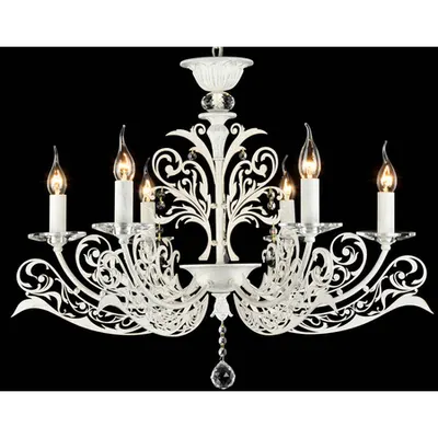 Candelabru Salute,6 becuri dulie E14, 230V,D.74cm, H.59 cm,Alb