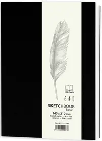 Caiet de schite pentru desen Drasca Basic - Negru, 128 л, 14.5х21 cm