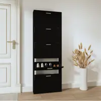 Gossi pantofar, negru, 59x17x169 cm, lemn compozit