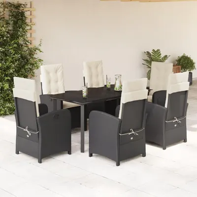 Gossi set mobilier de gradina cu perne, 7 piese, negru, poliratan