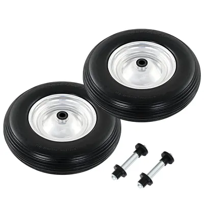 Gossi roti de roaba cu osie, 2 buc, 4.00-8, pu solid, 390 mm
