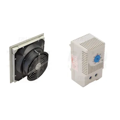 Pachet Racire de Inalta Capacitate si Filtrare Tablou Electric: Ventilator cu Filtru Aer V215 IP54 si Termostat THMS-10 pentru Control Precis